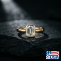 Margot Bezel Engagement Ring | Emerald Moissanite, 14k Yellow Gold | EverLumina