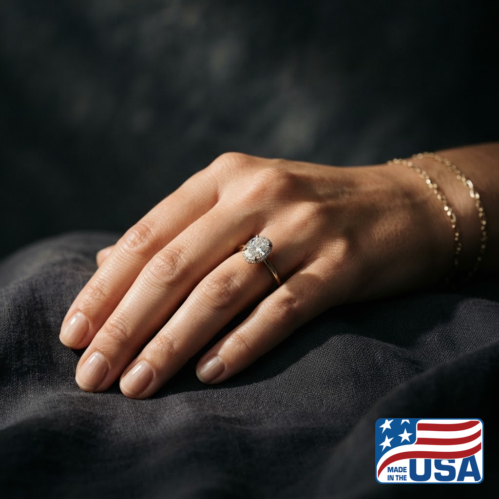 Mira Hidden Halo Engagement Ring | Cushion Natural Diamond, 18k White Gold | EverLumina