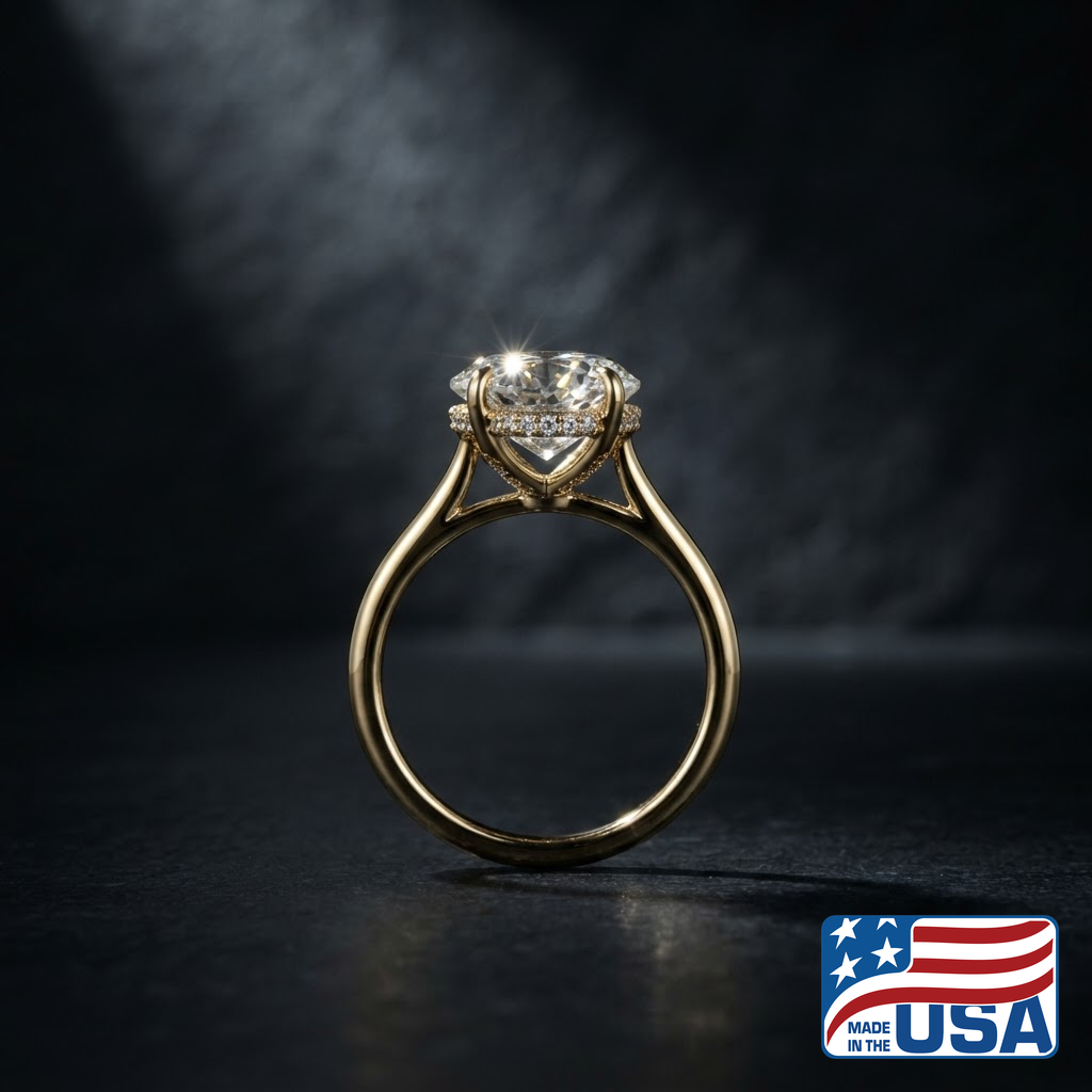 Mira Hidden Halo Engagement Ring | Cushion Natural Diamond, 18k White Gold | EverLumina