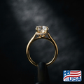 Ophelia Hidden Halo Engagement Ring | Oval Moissanite, 18k Yellow Gold | EverLumina