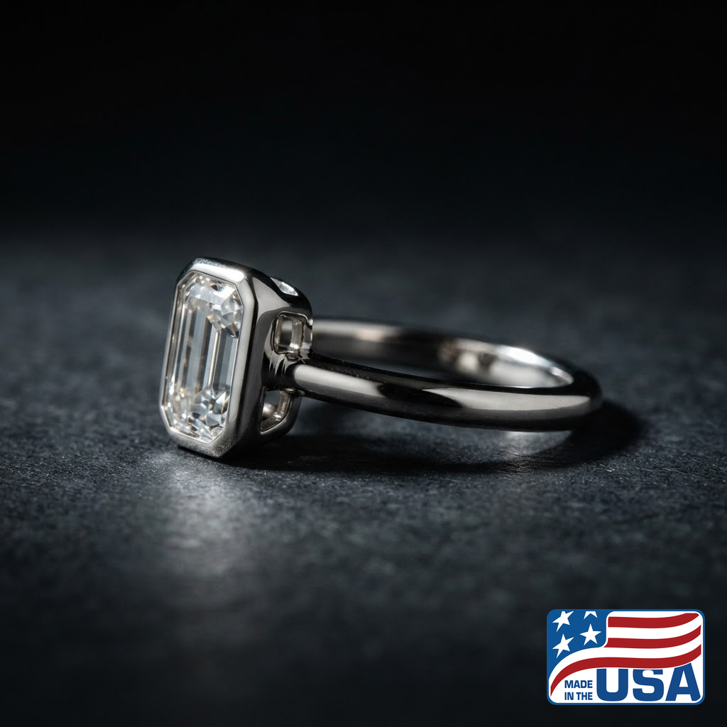 Ramona Bezel Engagement Ring | Emerald Lab-Grown Diamond, 14k White Gold | EverLumina