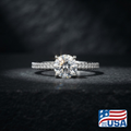 Rosalind Pave Engagement Ring | Round Moissanite, Platinum | EverLumina