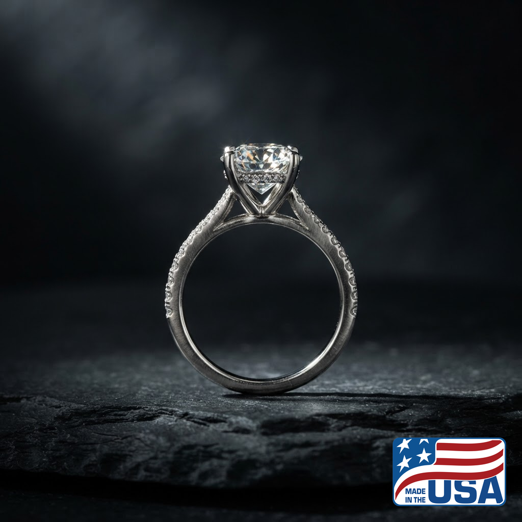 Rosalind Pave Engagement Ring | Round Moissanite, Platinum | EverLumina