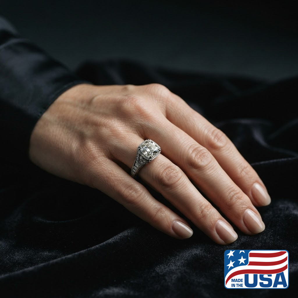 Sylvia Vintage Engagement Ring | Cushion Lab-Grown Diamond, Platinum | EverLumina