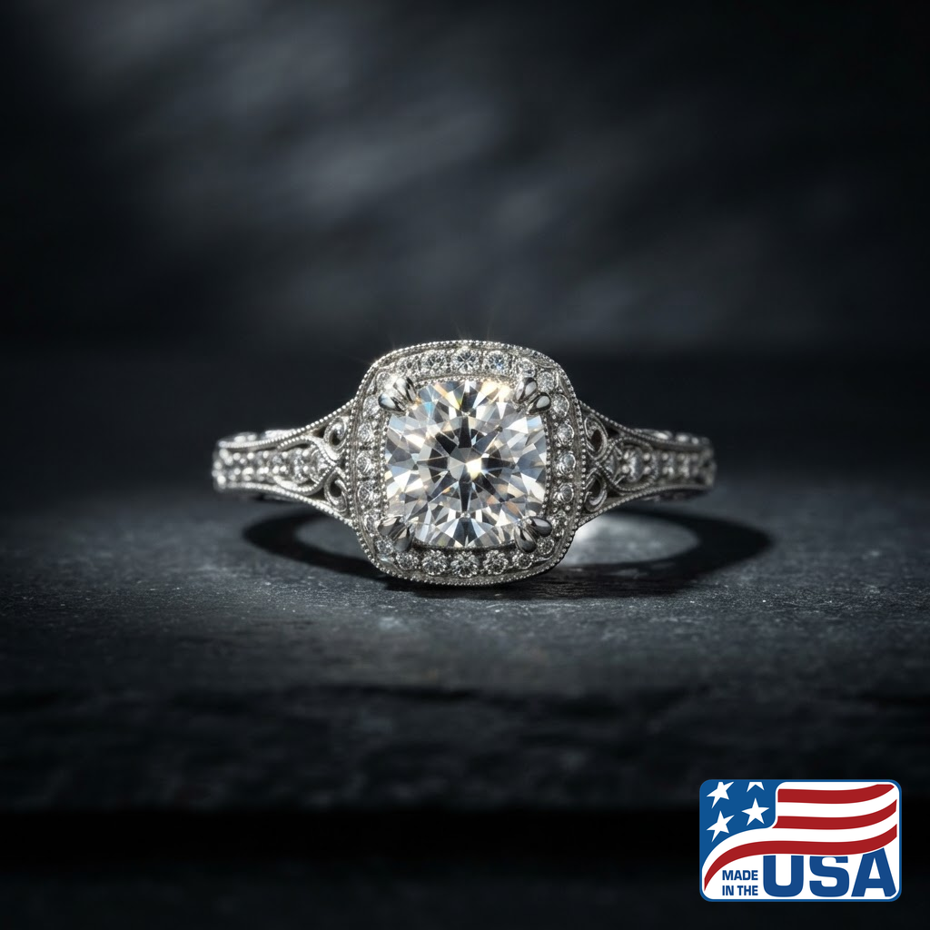 Sylvia Vintage Engagement Ring | Cushion Lab-Grown Diamond, Platinum | EverLumina