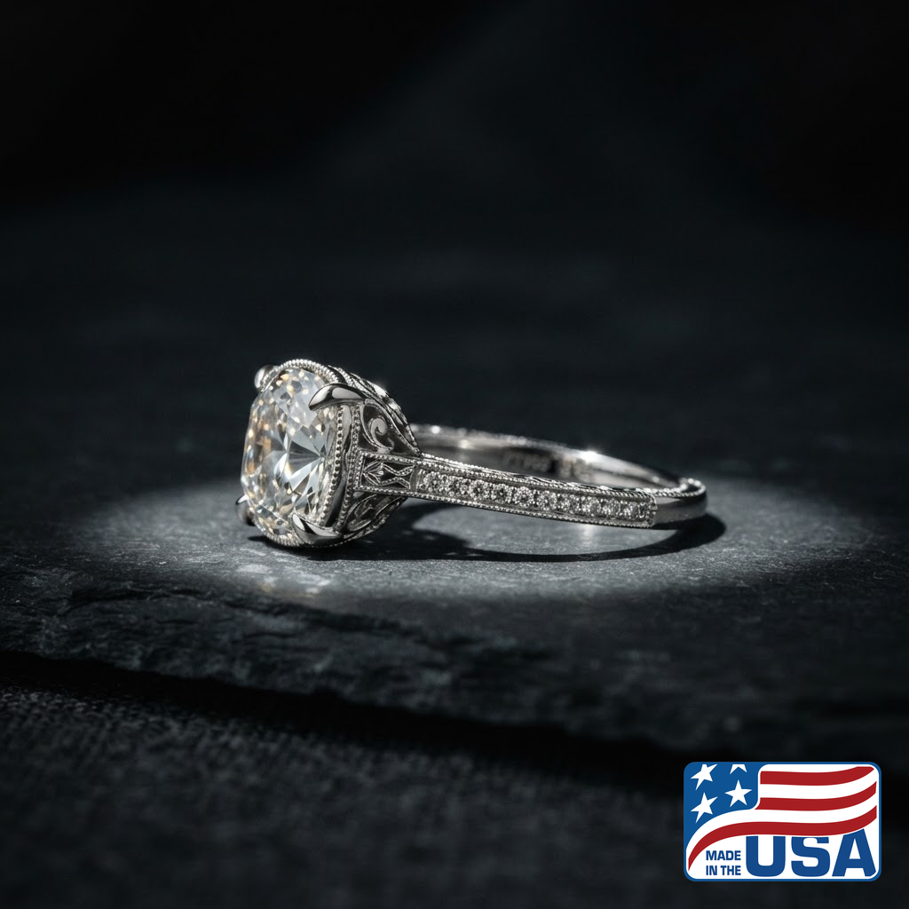 Sylvia Vintage Engagement Ring | Cushion Lab-Grown Diamond, Platinum | EverLumina