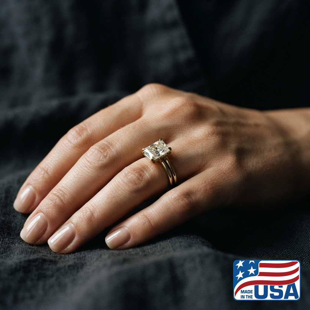 Thea Cathedral Engagement Ring | Radiant Lab-Grown Diamond, 14k Yellow Gold | EverLumina