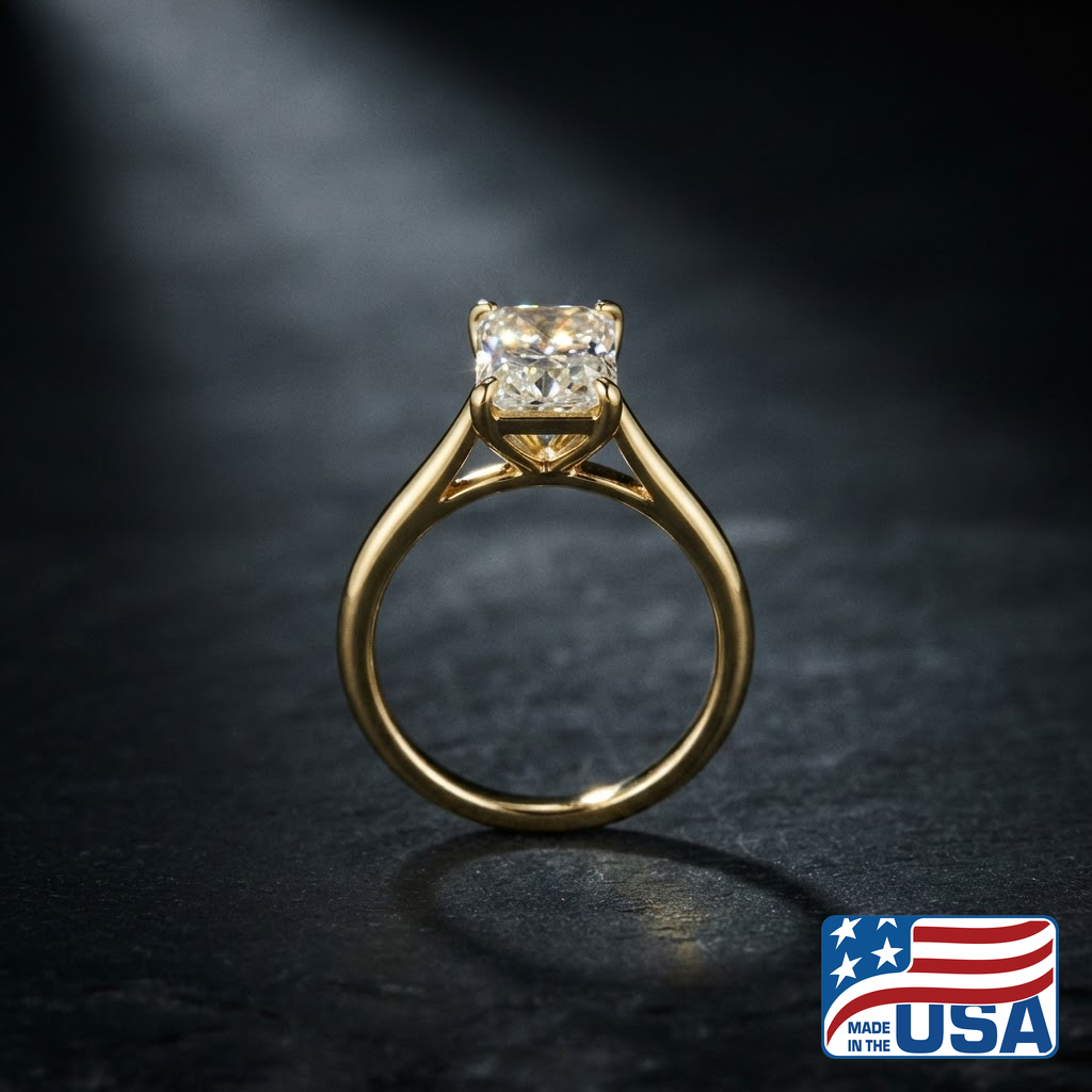Thea Cathedral Engagement Ring | Radiant Lab-Grown Diamond, 14k Yellow Gold | EverLumina