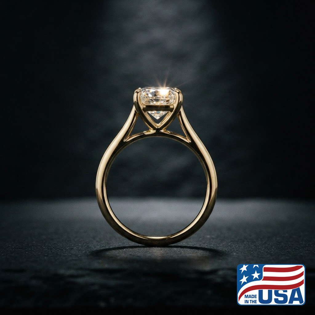 Thea Cathedral Engagement Ring | Radiant Lab-Grown Diamond, 14k Yellow Gold | EverLumina