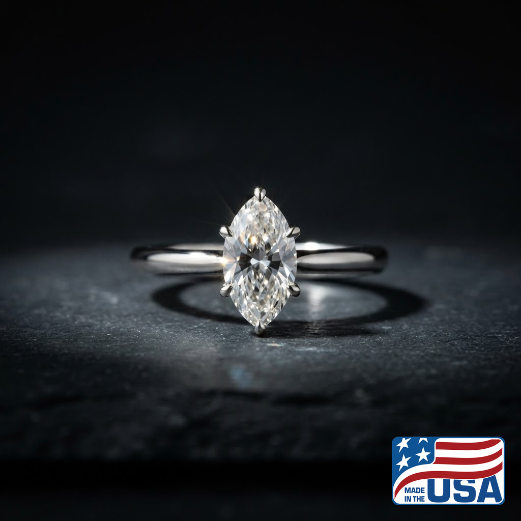 Violet Solitaire Engagement Ring | Marquise Lab-Grown Diamond, 18k White Gold | EverLumina