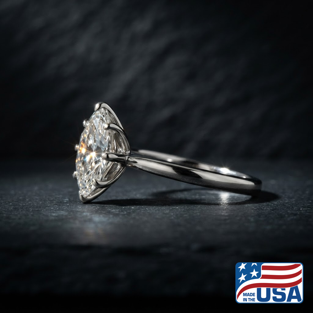 Violet Solitaire Engagement Ring | Marquise Lab-Grown Diamond, 18k White Gold | EverLumina