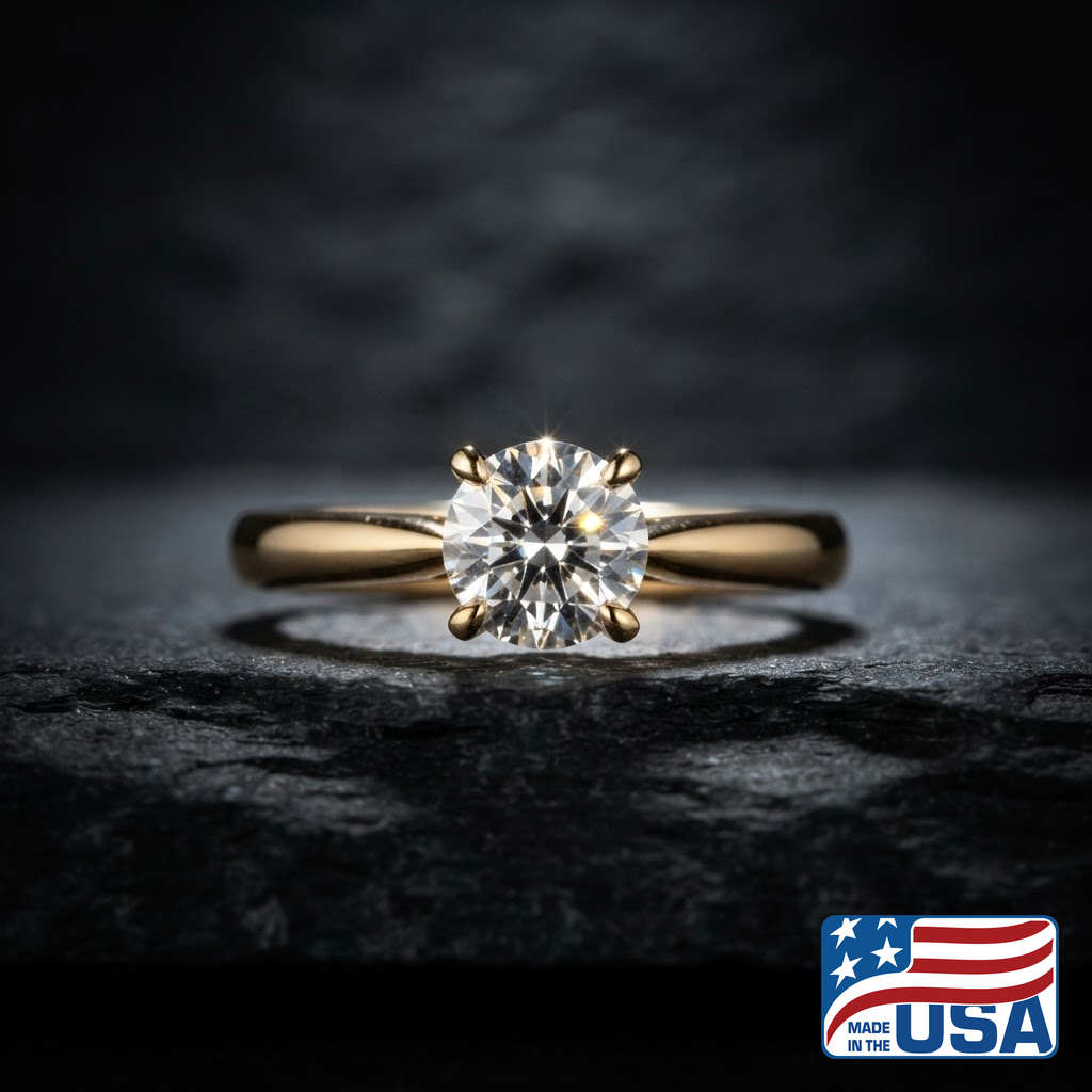 Willa Solitaire Engagement Ring | Round Natural Diamond, 18k Yellow Gold | EverLumina