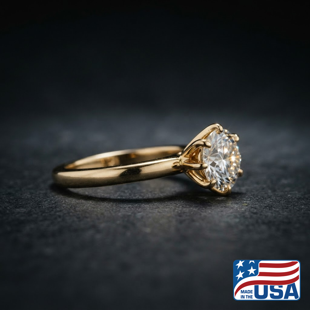 Willa Solitaire Engagement Ring | Round Natural Diamond, 18k Yellow Gold | EverLumina